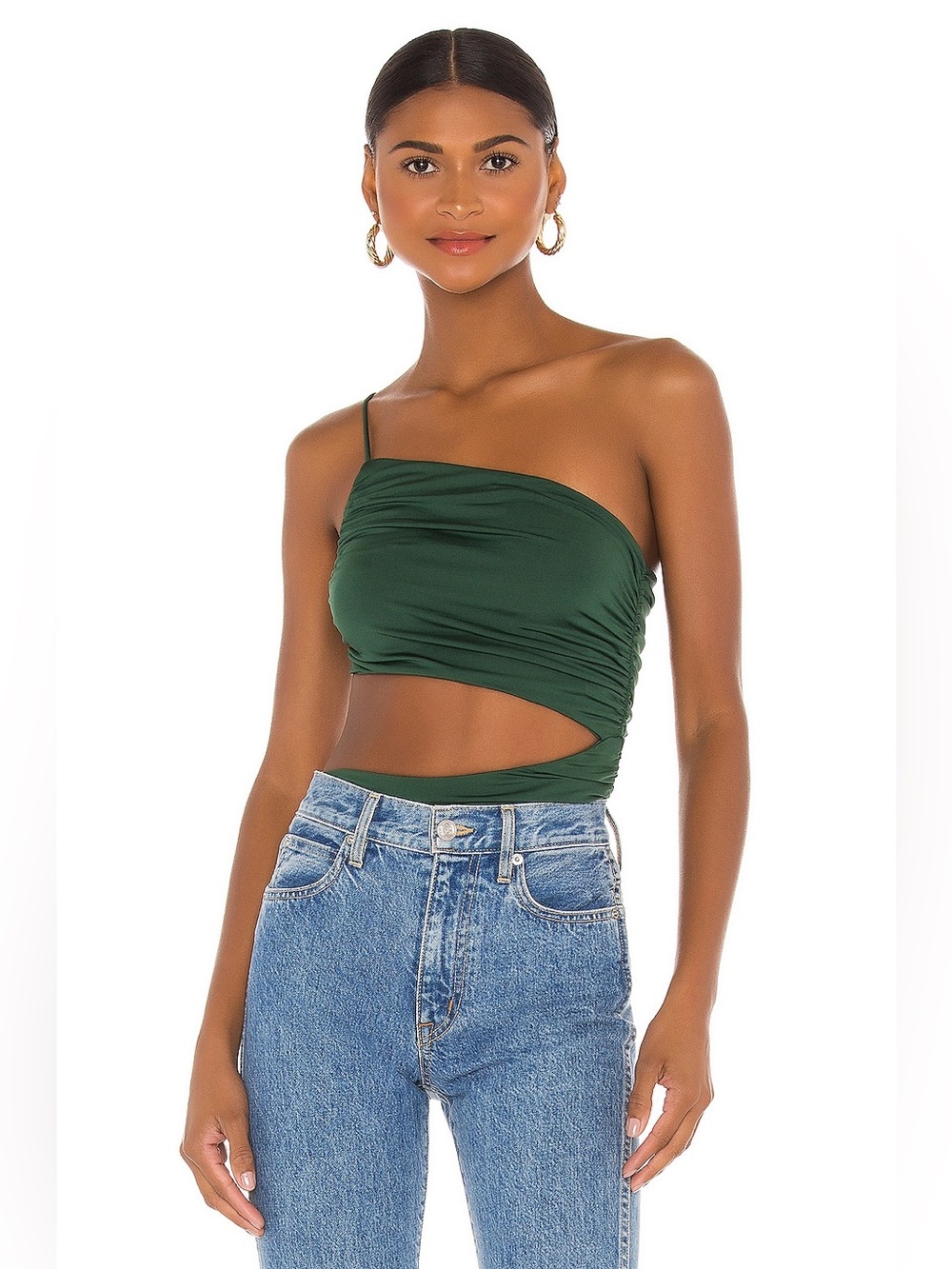NWT superdown Veronica Cut Out Bodysuit in Forest Green Size Small